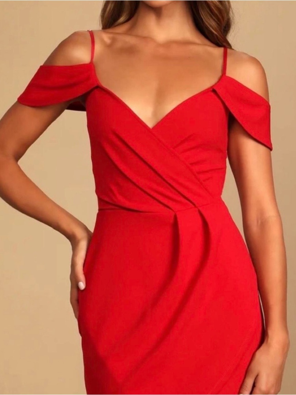 Lulu's Scarlet One-Shoulder Wrap Dress